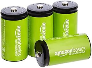 Amazon Basics 4-Pack Rechargeable C Cell NiMH Batteries, 5000 mAh, Recharge up to 1000x Times, Pre-Charged