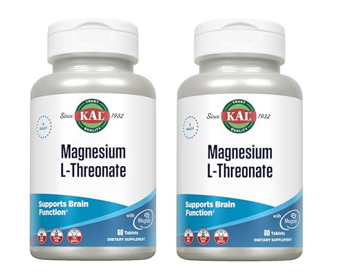 Pack 2 Unidades | L-Treonato de Magnesio Kal 60 comprimidos | Mejora las funciones cerebrales y la calidad del sueño | Apoyo a la salud ósea y muscular | Mayor biodisponibilidad