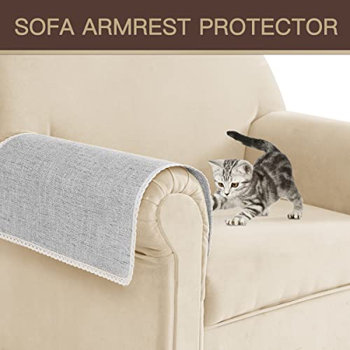Joywell Luxury Armrest Cover For European Sofa Anti-Slip Recliner Armchair Slipcover For Living Room Couch Thick Linen Loveseat Sofa Arm Protector For Pets, Cats, Set Of 2, Light Grey #TOP6
