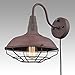 YOBO Lighting Industrial Rust Wall Sconce Plug-in Cage Wall Light Gooseneck Hardwired Sconce Lighting