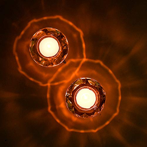 Merrynine 1 Pairs Top K9 Clear Crystal Candlestick Diamond Candlestick With Metal Triangle Stand, Decorate Home| Office| Shop| Various Party Events (80Mm/3.14") #TOP4