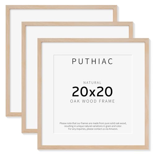 Puthiac Oak Wood 20x20 Picture Frames - 3 Pack Beige Frames for Wall