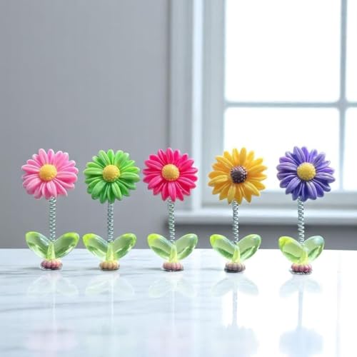 Image of Miniature Set for Home Decor, Deepawali Gift, Living Room, Figurines, Cake Decoration Items - Resin Car Dashboard Items (Multicolor) ((Flower Miniature Set of 5))