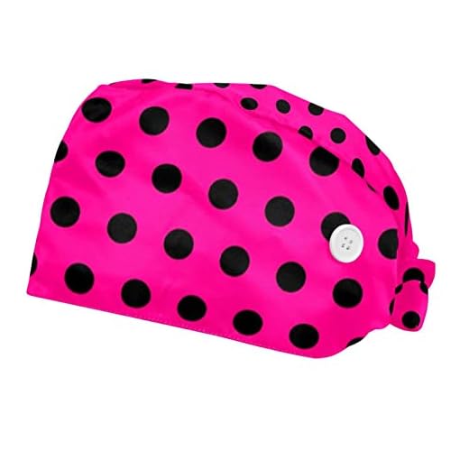 2 st arbetsmössa med knappar och svettband unisex justerbar knytning tillbaka hattar Bouffant kepsar prickig svart röd skrubb hatt turban keps