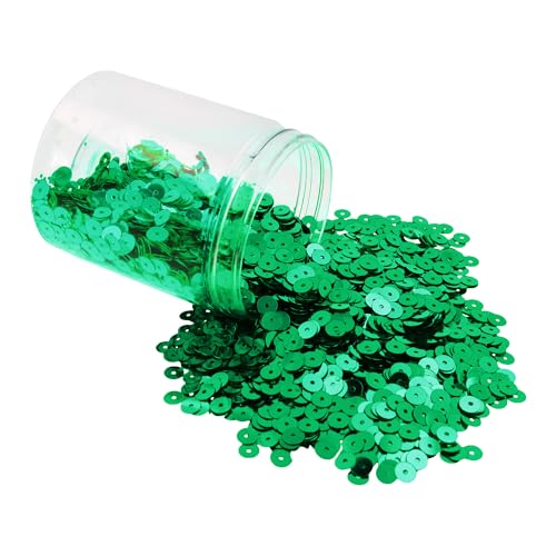 Mandala Crafts 6mm Flat Round Emerald Sequins for Sewing Embroidery