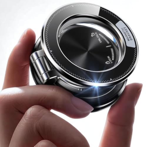 Image of RIGGEAR Vacuum Suction Magnetic Phone Mount, 360 Rotating Foldable Mobile Holder for Car, Office Desk, Mirror, Kitchen & Gym Use (AstroPrime Black)