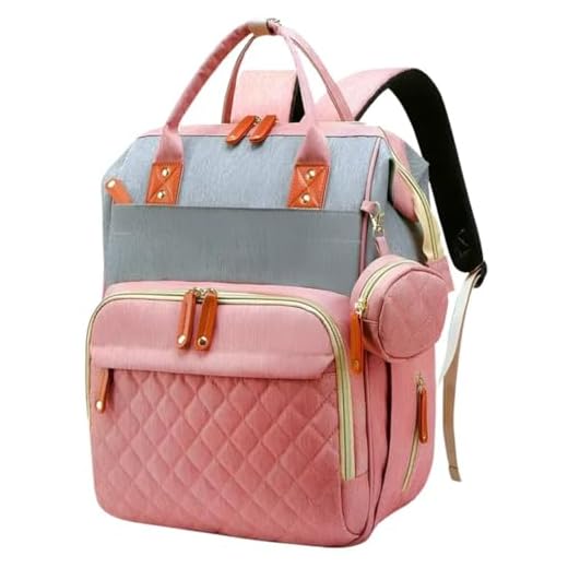 [Assista o Vídeo] Mochila Maternidade Impermeável Bebê Menina Grande Capacidade Bolsa CodaTech (PREMIUM) - Rosa com Cinza CODATECH