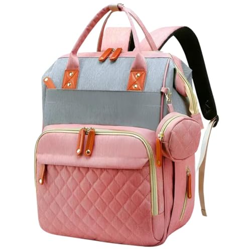 Bolsa Mochila Maternidade Impermeável Menina com Bolsos para Mamadeira e porta Chupetas Multifuncional Espaçosa para a Mamãe e o Bebê ROSA ROSÉ