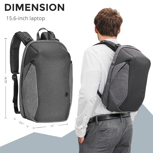Swissdigital Design Men's Massage Travel Backpack, USB Charging Port Large Capacity Laptop Backpack Suitable for Business Work, Grey | COSMO 3.04