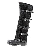 Fußbett mit Memory Effekt AS98  Airstep  717356  Damen  Hoher Stiefel Overknee mit 5 Schnallen im Biker-Stil, Nero schwarz (37 EU)