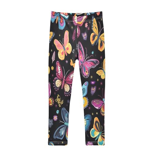 Toddler Girls Leggings Printed Yoga Pants Leggings Yellow Pink Butterfly for Kids