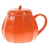 MAGICLULU 1Stück Kreative Kürbisform Tasse aus Keramik Kaffeebecher für Halloween Milchbecher für Zuhause und Büro Ergonomischer Griff für Wasser und Orange
