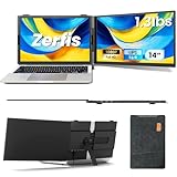 Zerfis Laptop Screen Extender, Ultra-Thin 14' FHD 1080P Portable Monitor for Laptop, 1.3lbs Lightweight Dual Monitor Extender Plug & Play for 13'-17' Laptops, Compatible with Wins/Mac/Android/Chrome