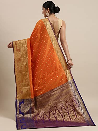 Image of Panzora Women's Banarasi Silk Saree With Unstitched Blouse Piece