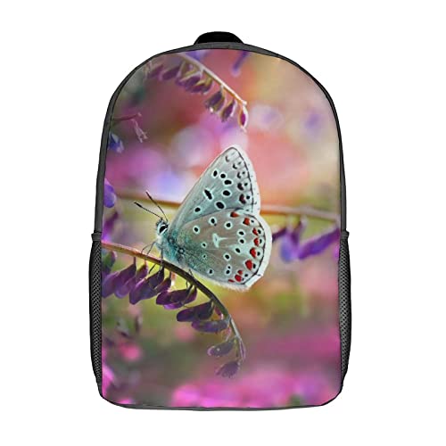 Sac à dos imprimé 3D papillon 17 pouces pour écolier