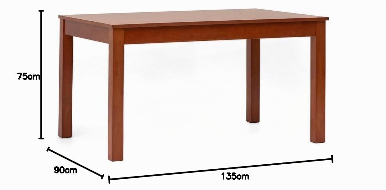 BOX FURNITURE Mesa de Comedor Extensible de Madera Natural, Ajustable de 135 a 180 cm, Color Cerezo - Elegante y Resistente