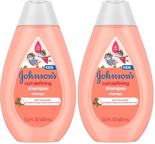 Johnson's Baby Shampoo, Curl-Defining, 13.6 fl. oz | Frizz Control | Tear-Free | Shea Butter | Pack of 2