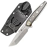 HX OUTDOORS Heavy Armor DC53 Full Tang Camping Hunting Army Survival Knife Outdoor Tools 59HRC Tactical Hiking Knives (Grey)