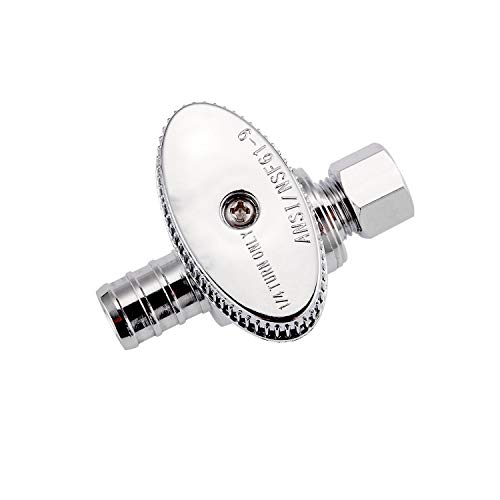 Litorange 10 Pack Premium LF Brass 1/2 Inch Pex x 3/8 Inch OD Compression Quarter Turn Straight Stop Valve