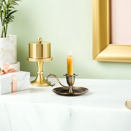 Bougeoir vintage marron en alliage pour centre de table chic