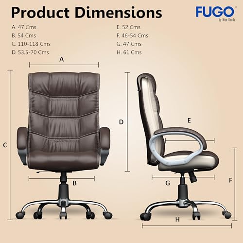 Image of FUGO FG10C Orthopaedic Office Chair, Adjustable Height, Tilting Mechanism, Heavy Duty Metal Base, Dual Nylon Casters, Comfortable Desk Chair for Work, 3 Years Warranty (Brown and White)