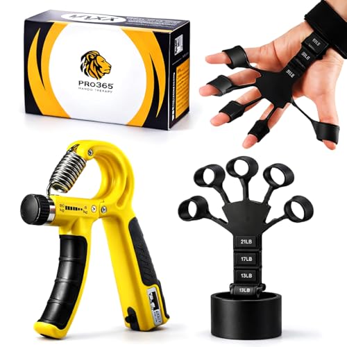 PRO365 Adjustable Hand Gripper with Counter (5–60Kg) + Finger Exe...