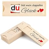 Valentinstagsgeschenk Hülle für Duplo - 24x Filztasche Klein mit Romantischem Design, Persönliche Paare Geschenk für Ihn & Sie (Ohne Schokolade) (Valentinstag-Hellbeige)