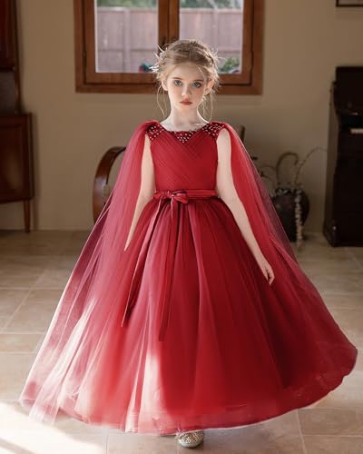 Flower Girls Tulle Dress Bridesmaid Formal Wedding Kids Pageant Princess Prom Birthday Party Ball Gown3