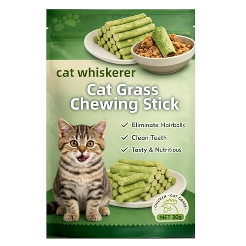 Hunjiry Cat Whiskerer All Natural Cat Grass Chewing Sticks