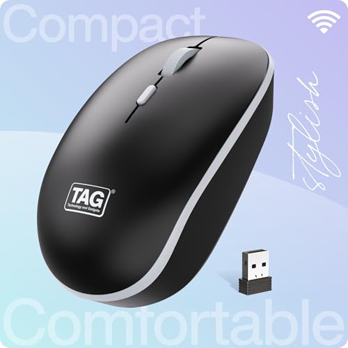 Image of TAG WM500 Black /Grey Wireless Mouse, 2.4GHz USB Receiver, Dedicated DPI Button (800 /1200 /1600), 4 Buttons, Ambidextrous & Light, Power-Saving, 10m Range, 1x AA Battery, Supports Windows /Mac /Linux /iOS