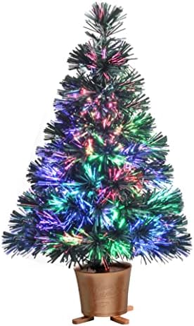 e Crafty Pre-lit Mini Christmas Tree, Tabletop Artificial Fiber Optic Christmas Trees with Gold Base -24 Inch …