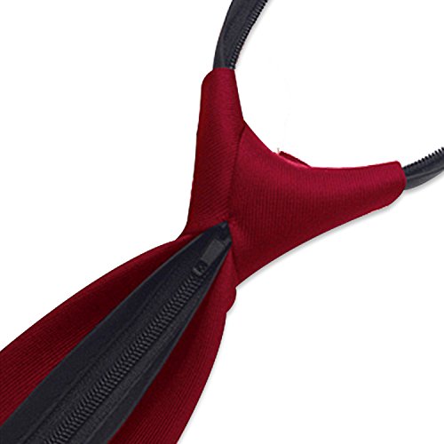 Aurya Boys' Solid Color Zipper Tie 15 inch/19 inch Polyester Satin Zipper Neckties3