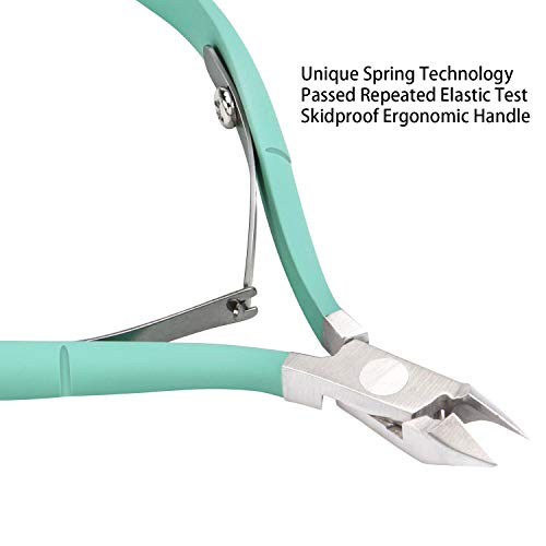 Ejiubas Cuticle Trimmer with Cuticle Pusher Cuticle Nipper Professional Grade Stainless Steel Cuticle Remover Cutter Clipper Durable Pedicure Manicure Tools (Green) - Image 5