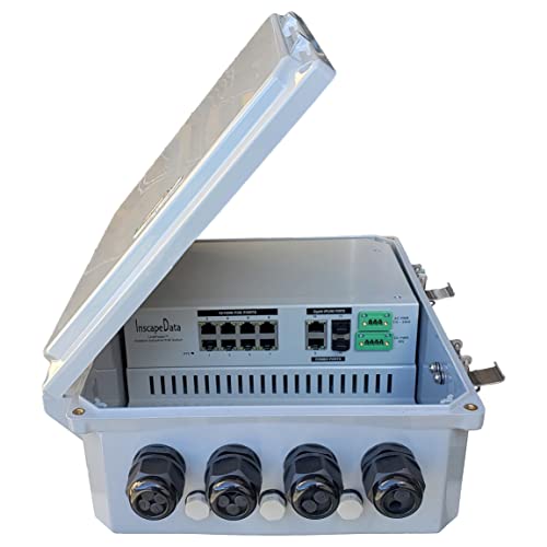 Inscape Data, Outdoor Poe Switch Unmanaged, Lps1800Af-T1, With 10X Port Gigabit Switch With 2 Combo Gigabit Sfp Fiber/Rj45 Uplink Ports, All-In-One Box, Ieee 802.3Af/At, 150W, Plug & Play, Fan-Less #TOP24