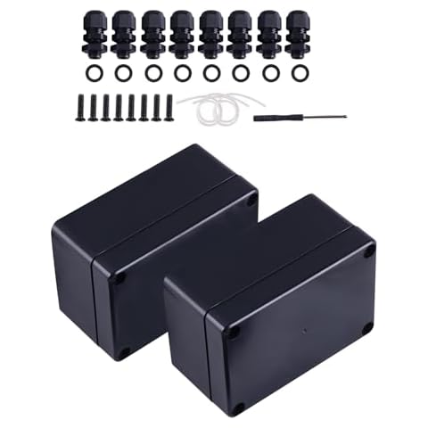 AOMIKITSTU Electronic Junction Box 2pcs, 4.53in×3.54in×2.17in(115x90x55mm) Electronic Hobby Box Black, Plastic Electrical Project Case for Electronic Projects and Instrument Enclosure Cover