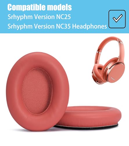Replacement earpads Compatible with Srhythm Version NC25 Headphones | Tomato Red High-density sound-isolating soft ear pads, protein leather material miniatura 2