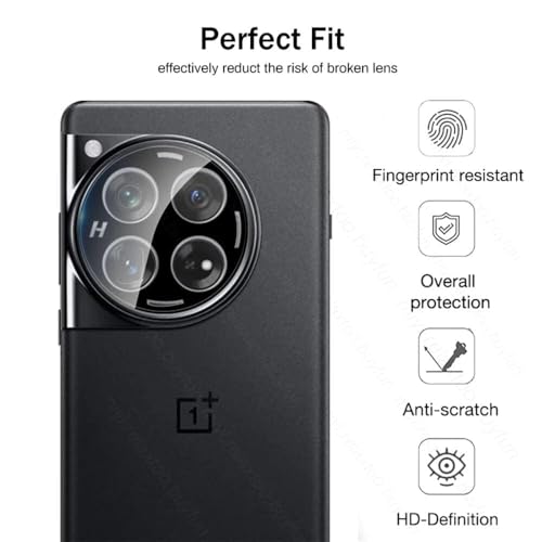 Image of HPTech 3D Look Camera Lens Protector for OnePlus 12 5G - Premium Tempered Glass, 9H Hardness, Anti-Scratch, HD Clarity, Easy Installation Kit (1 Pack)