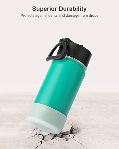 Koodee Kids Water Bottle-12 Oz Stainless Steel Double Wall Vacuum Insulated Water Bottle For School-Wide Mouth Flask With Straw Lid (Teal) #TOP2