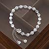 Bracelet Argent 925 Femme,Bracelet En Argent Sterling pour Femme Dainty S925 Argent Oeil De Chat Pierre Bracelets De Perles Élastique Fleur De Pêcher Gland Bracelets À Breloques Bijoux Cadeaux pour #2