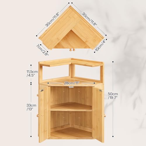 HOOBRO Bamboo Bread Box, Corner Bread Box for Kitchen Countertop, Large Capacity 2-Tier Bread Container, Bread Storage Container with Removable Shelf and Clip Holder, for Dining Room, Natural YL17MB01 by HOOBRO - Image 3