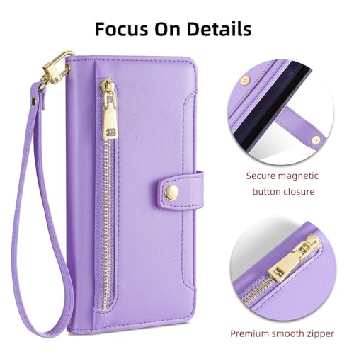 Housse à rabat avec sangle fine violette LVTFCO aux finitions soignées pour iPhone XS Max