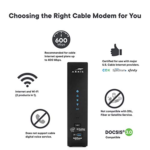 Arris Surfboard Sbg7600Ac2-Rb Docsis 3.0 32X8 Cable Modem & Ac2350 Dual-Band Wi-Fi Router | Approved For Cox, Spectrum, Xfinity & Others (Renewed) #TOP6