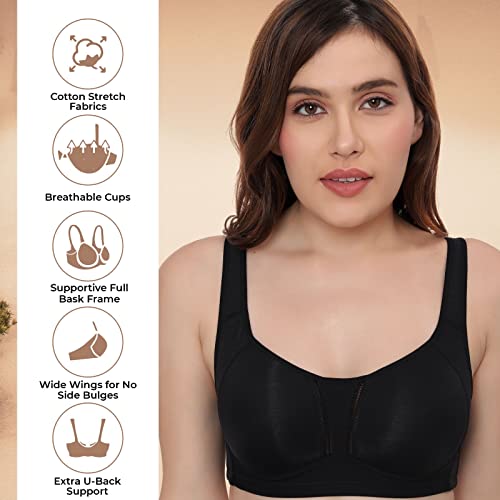 Image of PLUMBURY Nylon Blend Full Support Minimizer Everyday Bra For Women Full Coverage | Wireless| Padded With Seamless Soft Cups