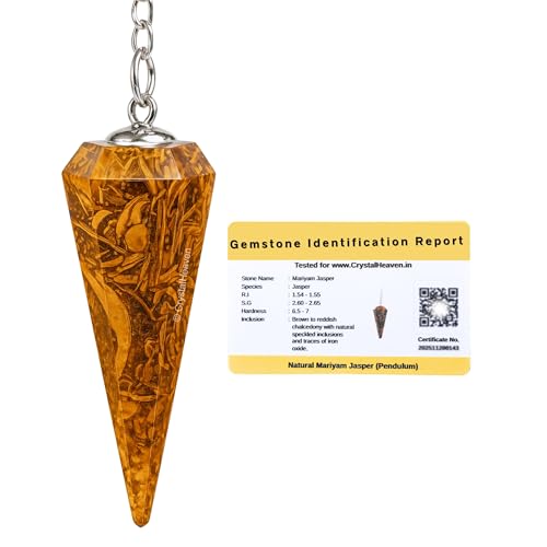 Mariyam Jasper Pendulum Dowsing Tool - Natural Crystal Pendulum for Spiritual Guidance - Premium Dowser Pendulum for Accurate Divination and Energy Healing - Perfect for Energy Healing and Chakra Balancing - Handcrafted with Precision and Elegance