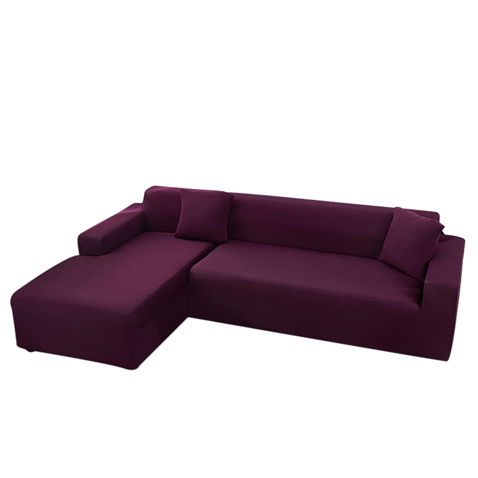 Housse de canapé élastique violette 4 places : protection extensible unie