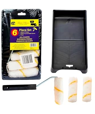 Bates- Paint Tray Set, 6 pcs, 4-Inch Paint Roller Kit, Small Paint Roller Paint Brush, Paint Roller Set, Paint Rollers 4 Inch, Paint Roller Tray, Paint Roller Brush, Small Roller Paint Brush