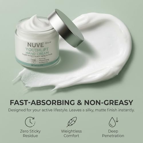 Nuveglow Official NUVE Glow™ YouthLift Retinol Hand Cream – Hydrating & Nourishing Hand Moisturizer with Hyaluronic Acid, Vitamin C & Retinol – Fast Absorbing, Supports Smooth-Looking Texture & Tone