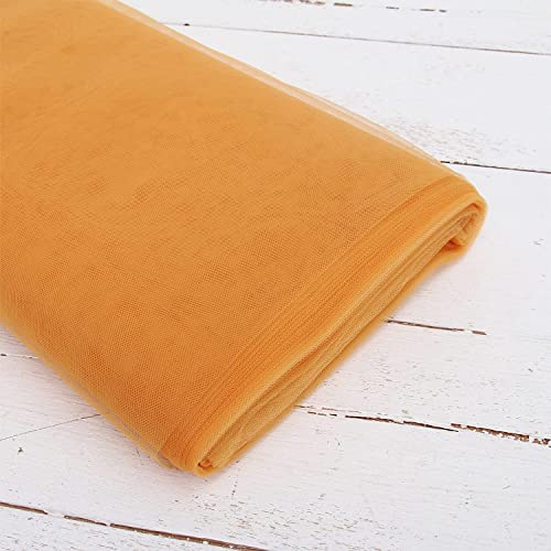 Image of Multi Purpose Solid Nylon Soft Net Combination Fabric - for Wedding, Parties, Costumes, and Decoration (32.8 x 4 Feet, Gold)