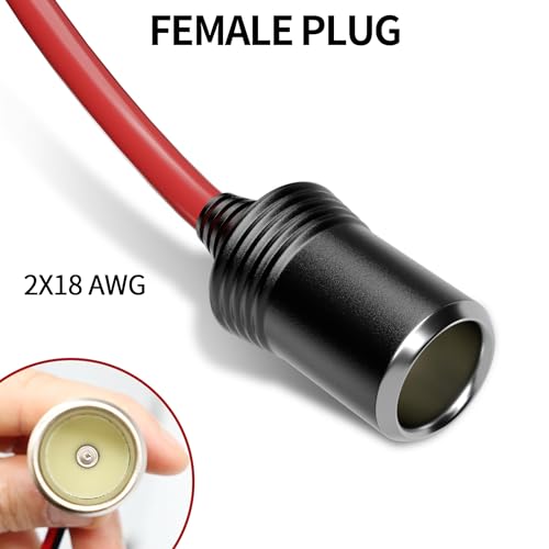 Image of Energeaster 15 FT 6 A Cigarette Lighter Extension Cord with Fuse & LED Power Indicator, Male-to-Female Extension Cord Cable 12V /24V Car Charger with Cigarette Lighter Socket, Red