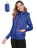 【Características】La abrigos impermeable para mujer está diseñada con un diseño de color en contraste, súper fina, de secado rápido, con capucha con cordón, cierre frontal con cremallera, puños elásticos, dos bolsillos laterales que pueden mantener tus manos calientes y guardar tu teléfono y llaves.